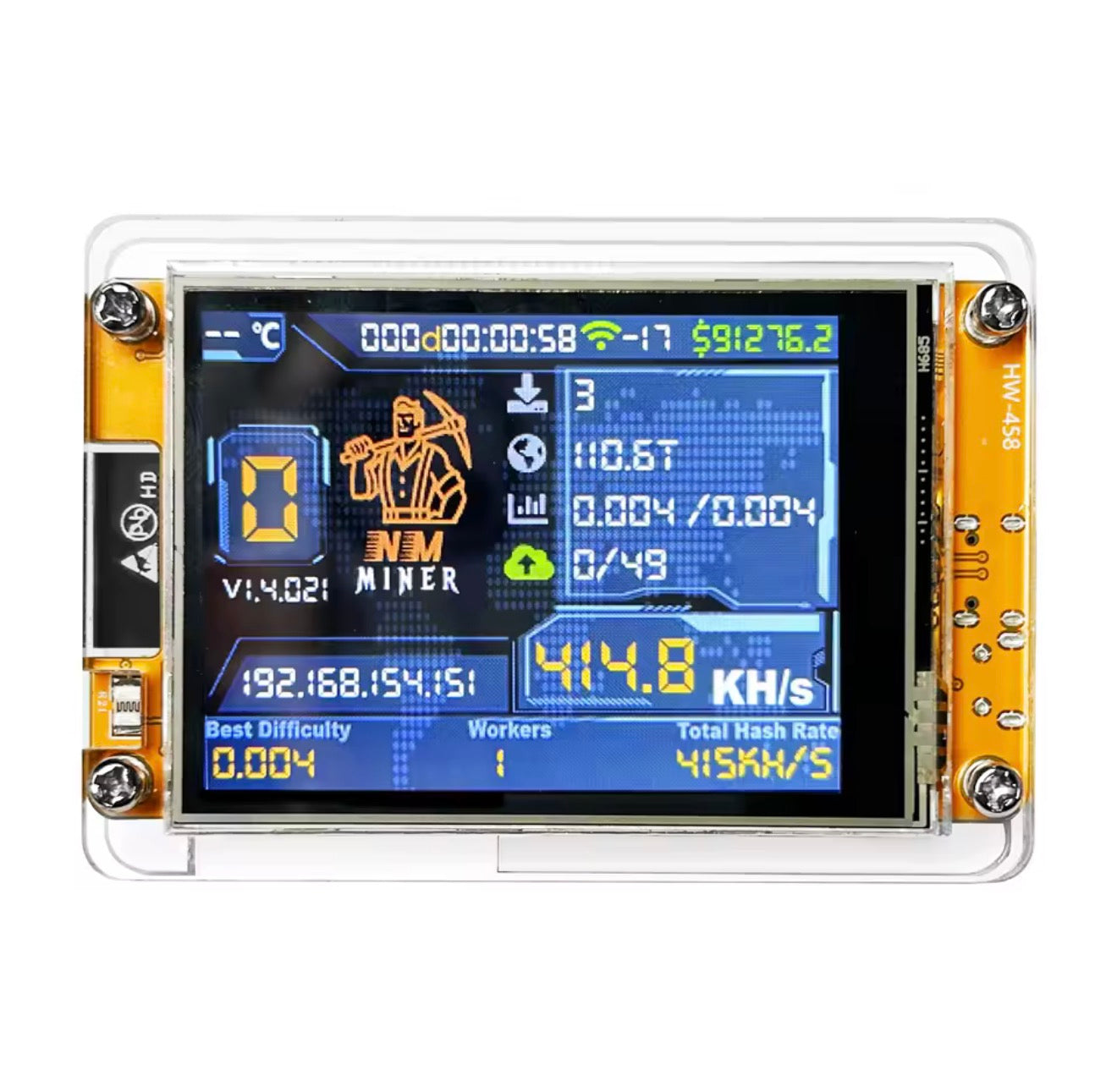 NMMiner NerdMiner V2 – ESP32 Crypto Lottery Miner with 2.8” Smart Display (960KH/s)